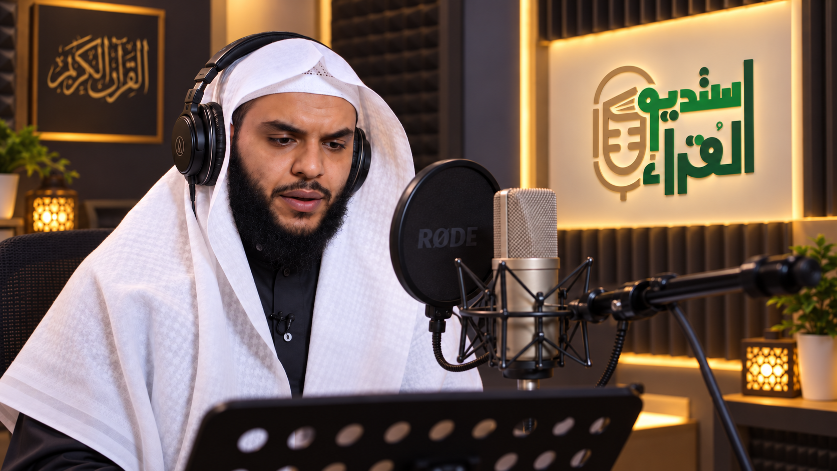 القارئ عمر باعيسى يواصل تسجيل المصحف المرتل في "استوديو القراء"